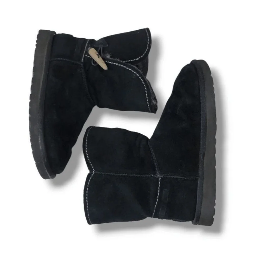 UGG Womens Meadow Short Suede Fur Lined Boots in Black Size 7